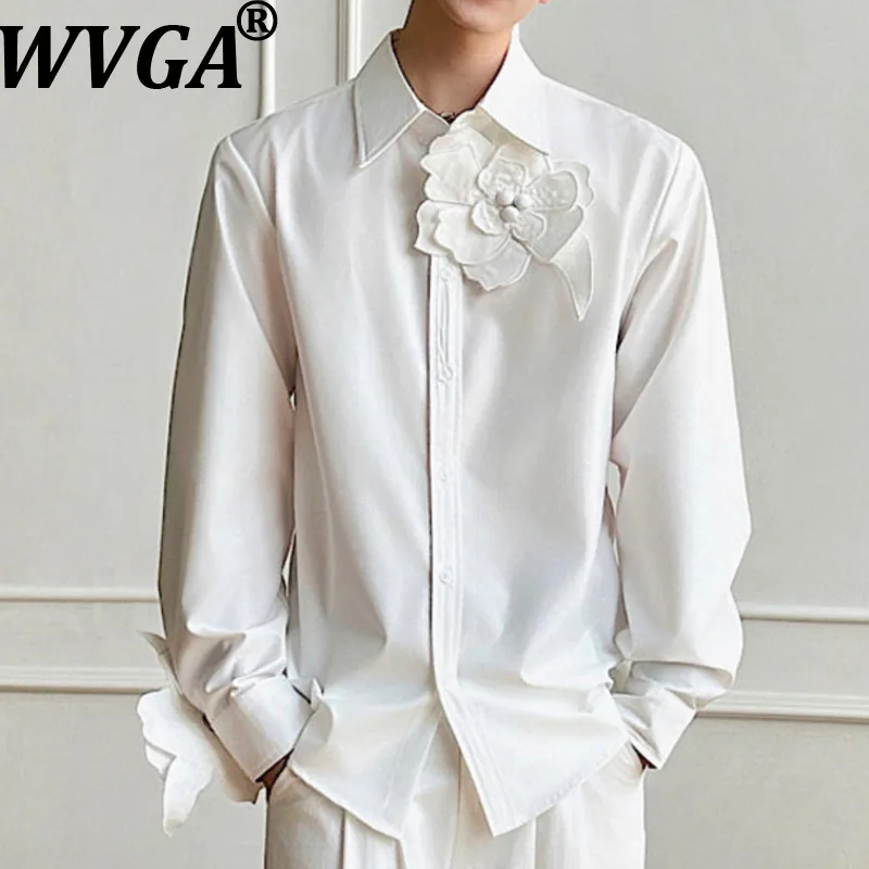 

Мужская рубашка WVGA с длинным рукавом, весна-лето, новинка, с объемным цветочным узором, модная, повседневная, нишевая, шикарная, W21605
