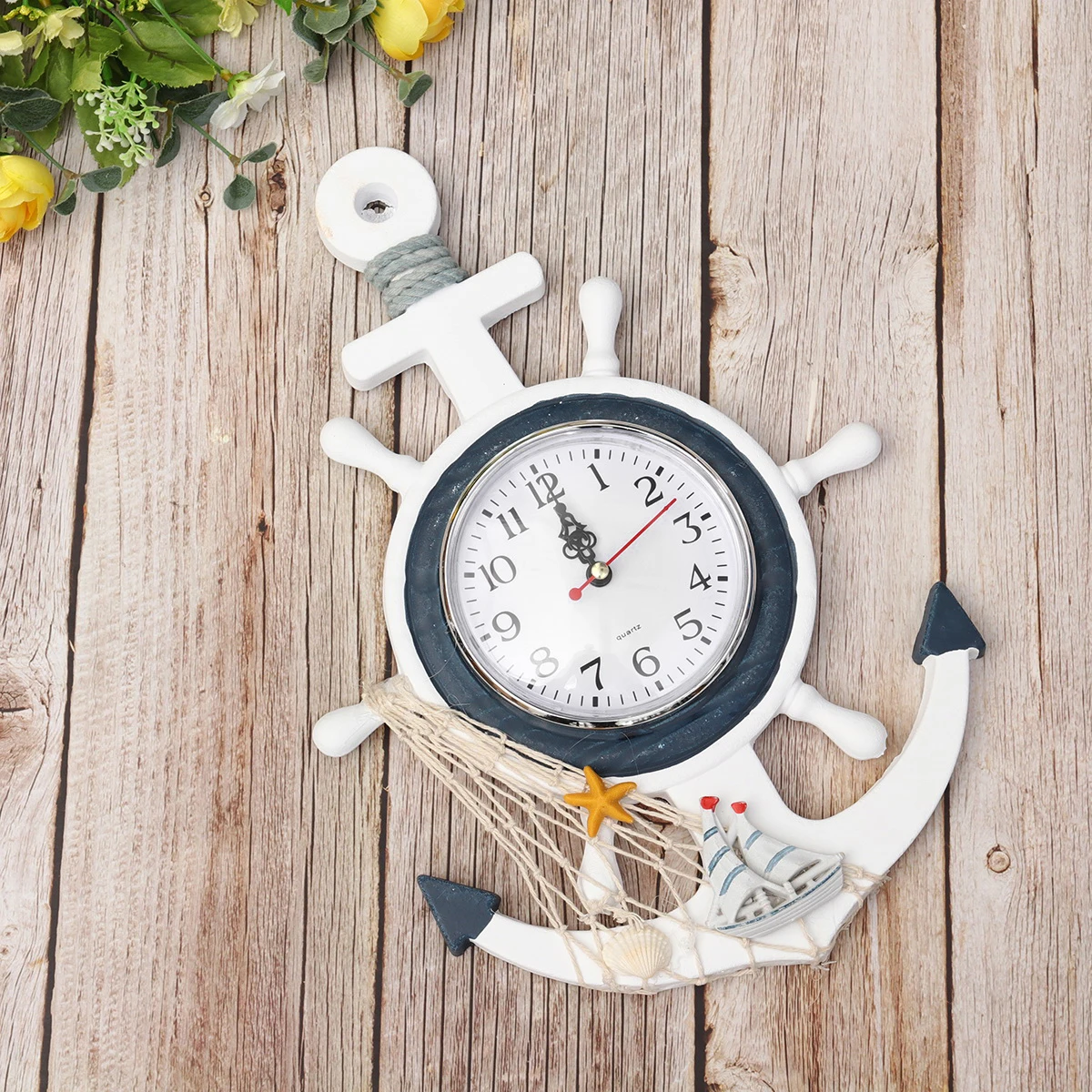 

Clock Blue and White Rudder Hanging Mediterranean Decorations Fall Home