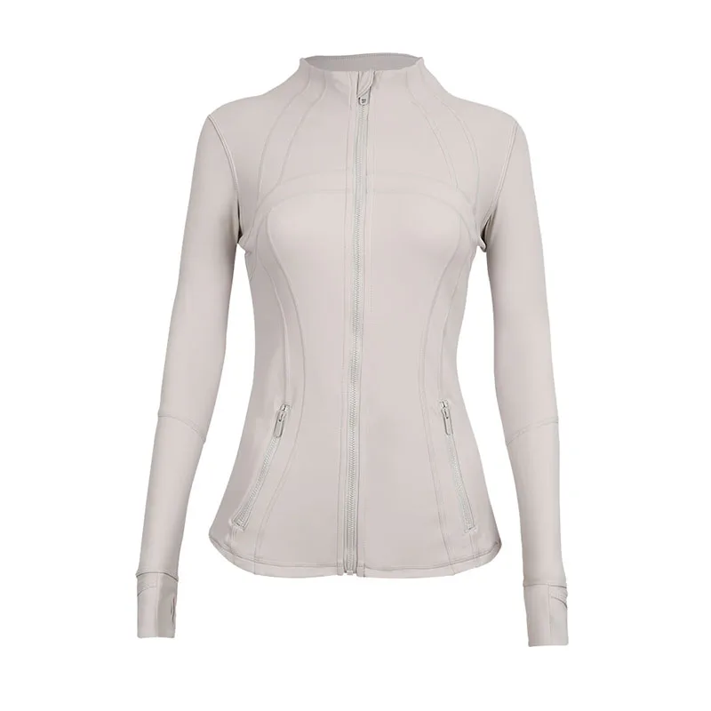 Veste de sport à manches longues pour femme, cardigan à fermeture éclair, coupe couvertes, haut de course et de fitness, yoga, nouveau