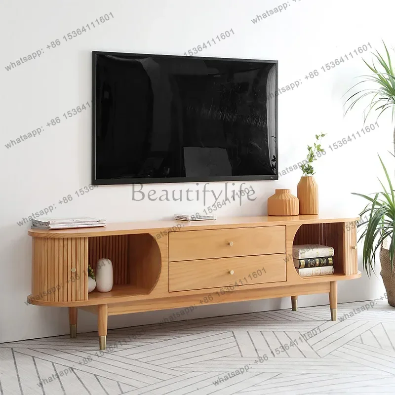 Best Sellers Retro Nordic Solid Modern TV Stands Roller Shutter Door Cherry Wood TV Stands Light Luxury Living Home Furniture Ei