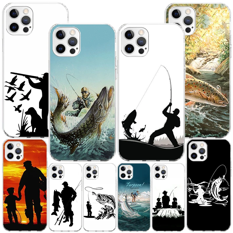 Hunting Fishing Man Phnoe Case for Iphone 16 11 12 Plus 13 Mini 14 15 Pro Max X Xs Xr 7 + Apple 16ProMax Unique Cover Coque 11 1