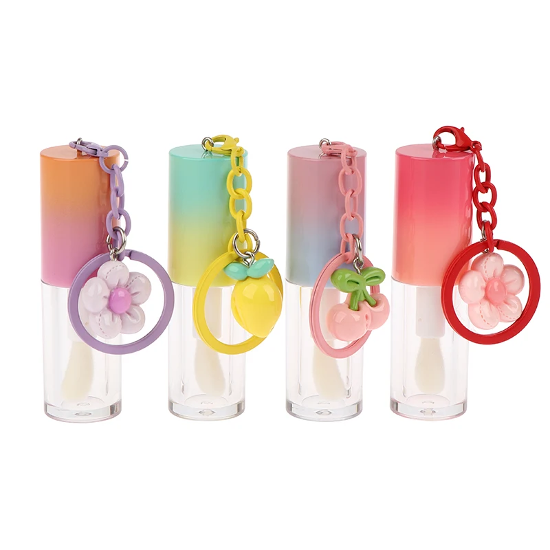 ● Bouteille de glaçage à lèvres en plastique de 4ML/6ML, 1 pièce, avec porte-clés dégradé, Tube vide de brillant à lèvres, bouteille d'échantillon rechargeable