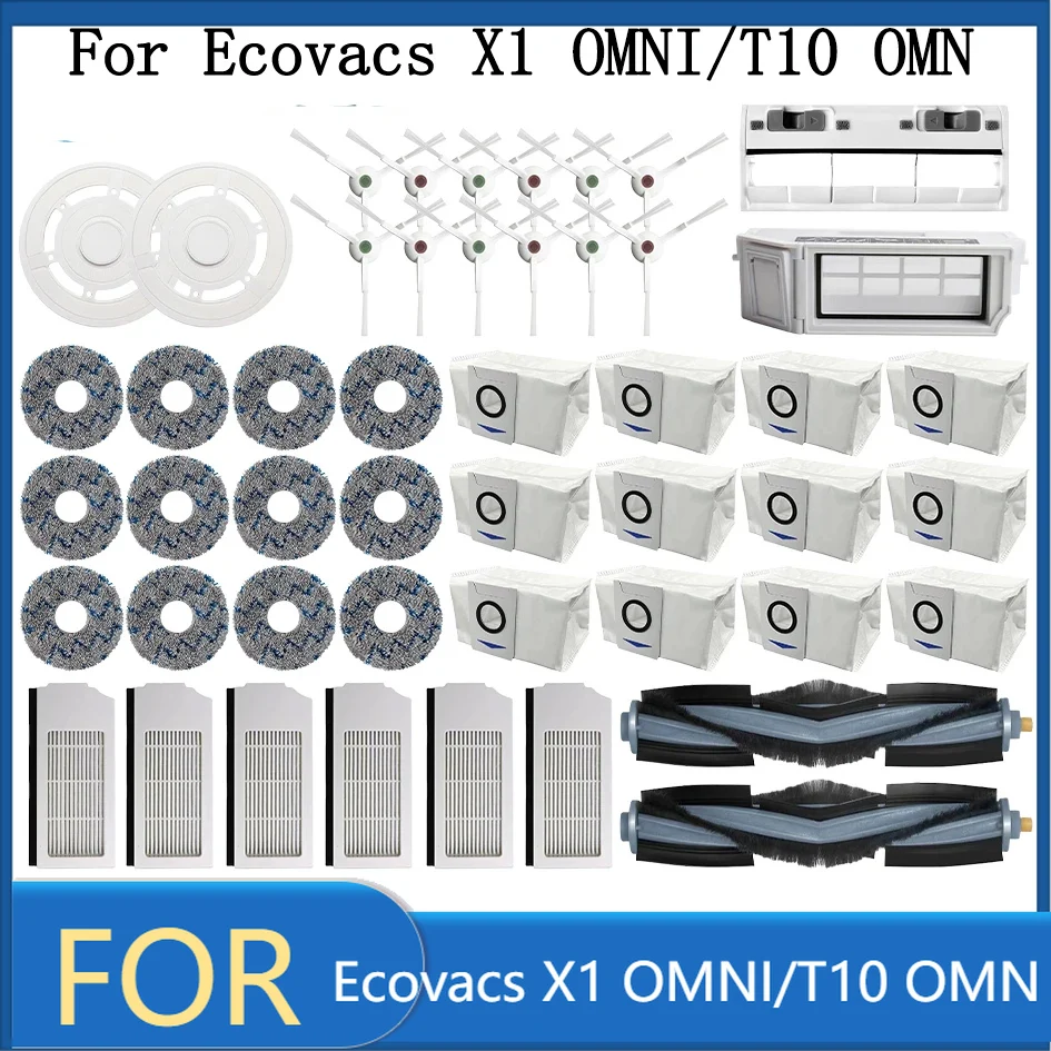 

Accesorios para for Ecovacs Deebot X1 OMNI / T10 OMNI, bolsa de polvo, filtro Hepa, cepillo lateral principal, mopa,