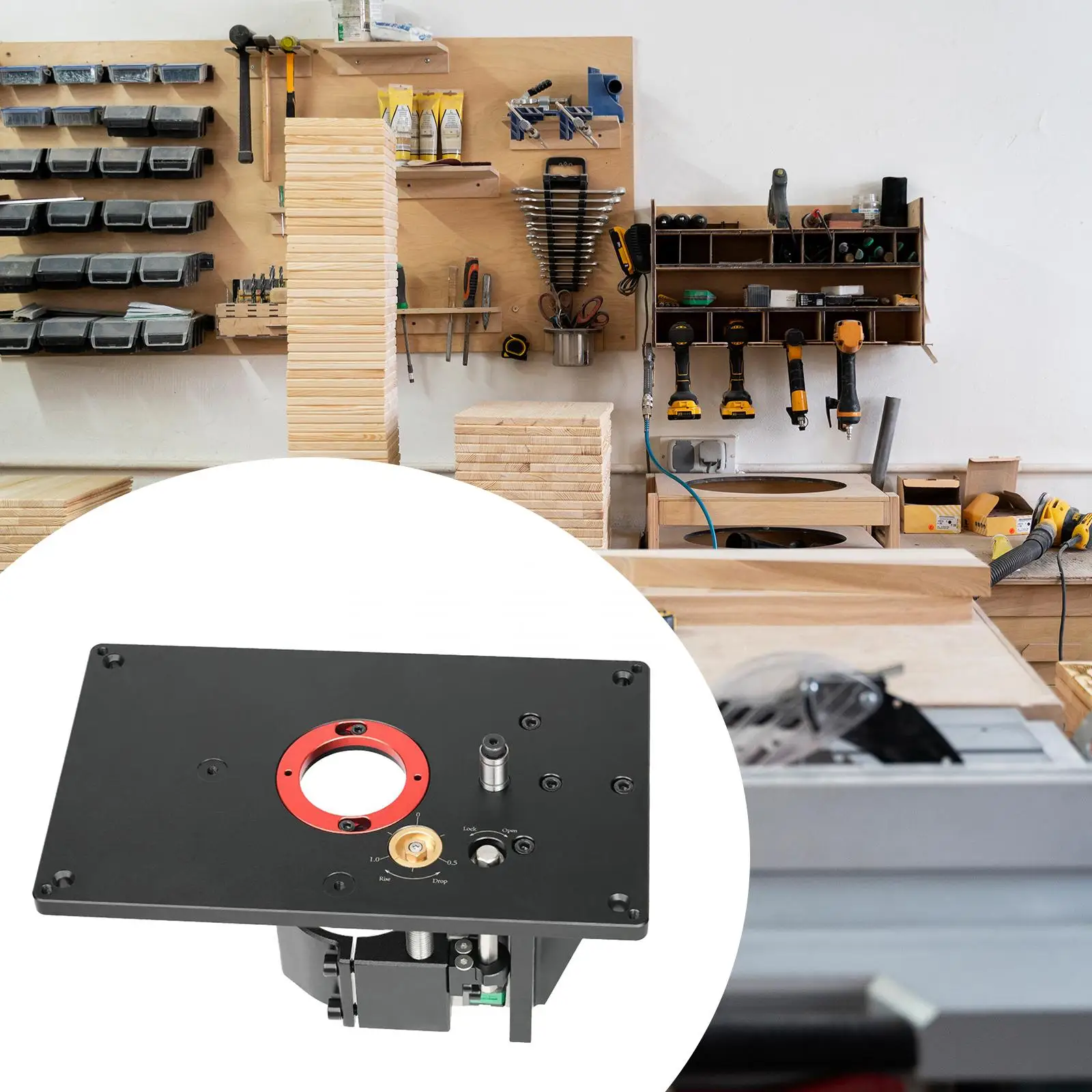 

Router Lifting Base, Sturdy Aluminum Alloy Router Table Lifting System for Router Table Saw, Insert Base Plate