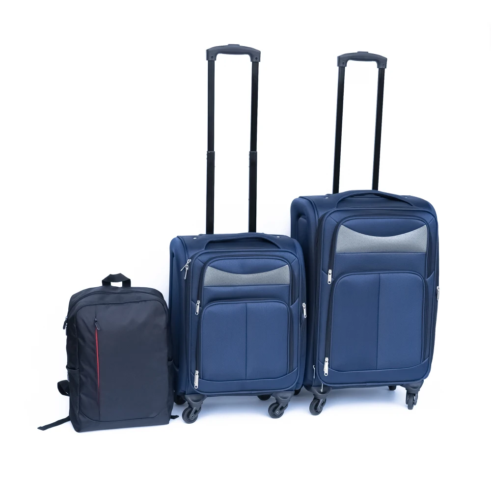 

2PCS Travel Luggage Set (20+24in), Oxford Cloth Suitcase, Universal Wheels + Backpack, No Password Lock Blue