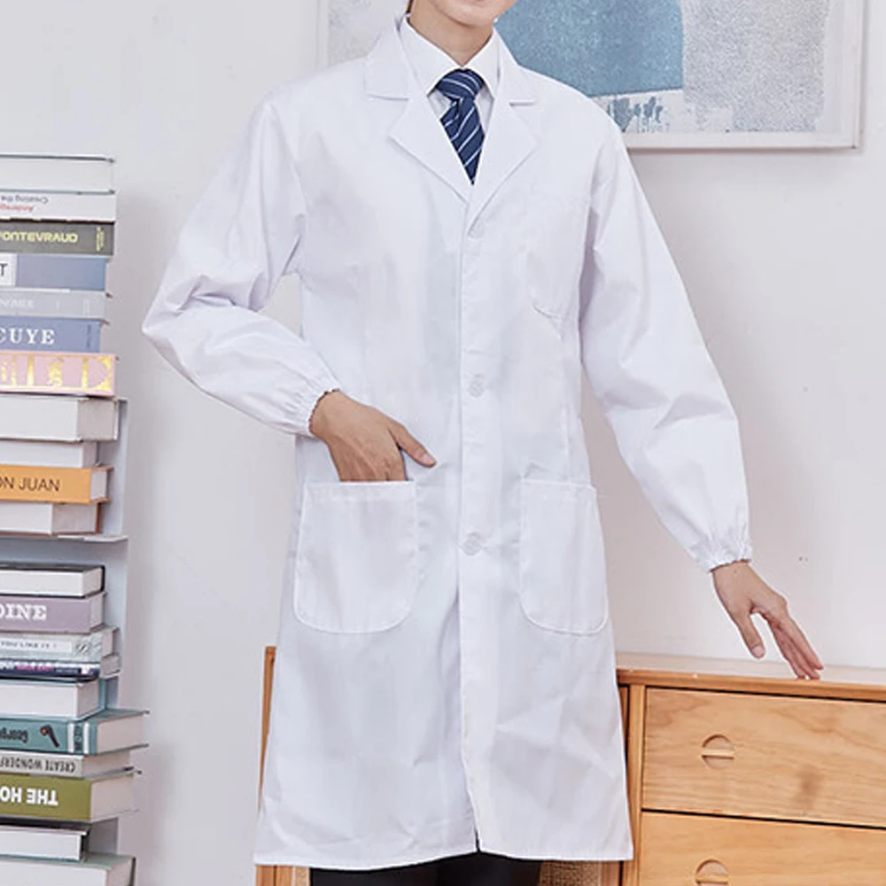 Professional Medical Student Doctor White Lab Coat Long Sleeve White Medical Scientist Lab Coats For Hospital Scientist School