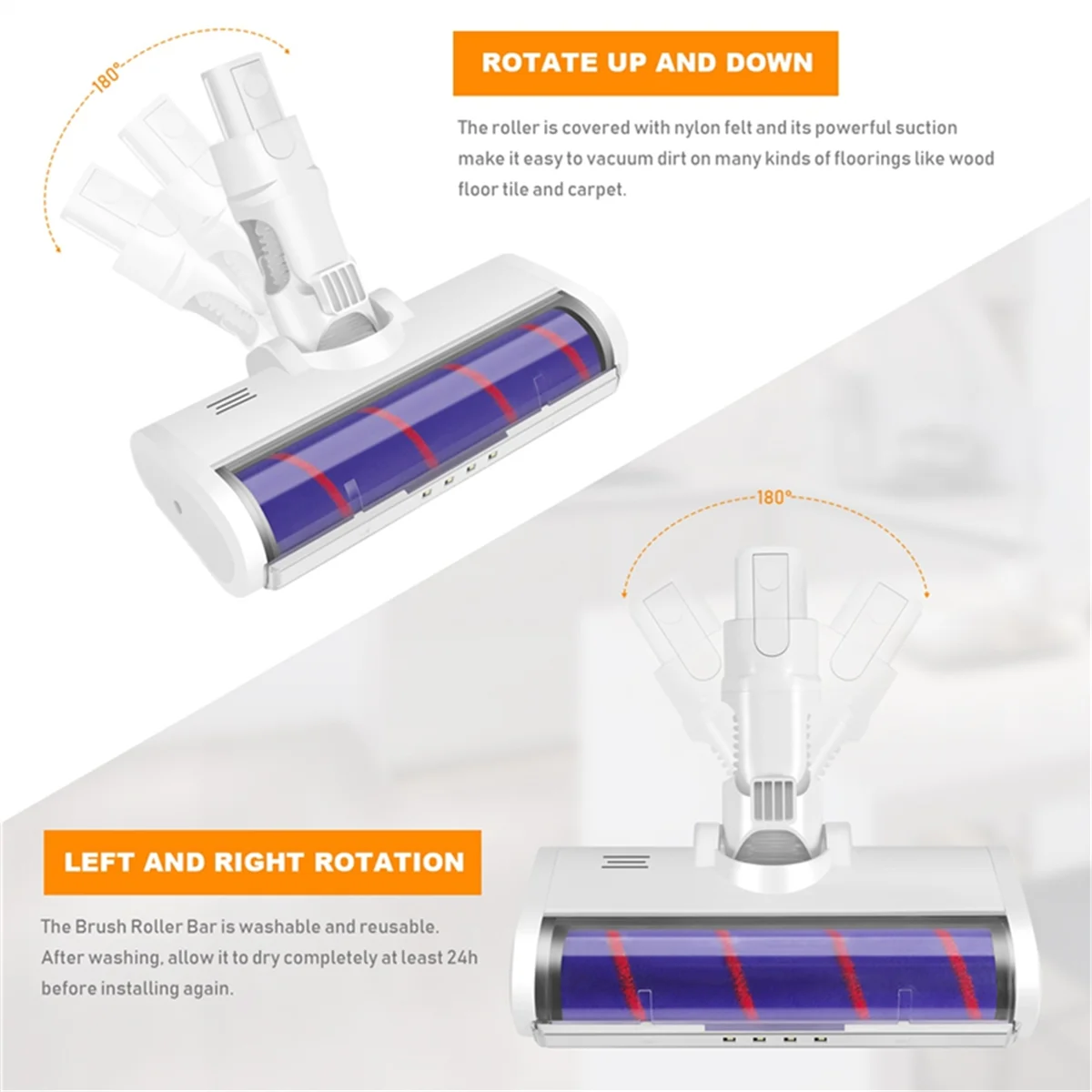 

RATE-eFor Dreame V8/V9B/V9P/V11/G9 Xiaomi K10/G10 Xiaomi 1C Electric Floor Brush Head Carpet Brush Vacuum Cleaner