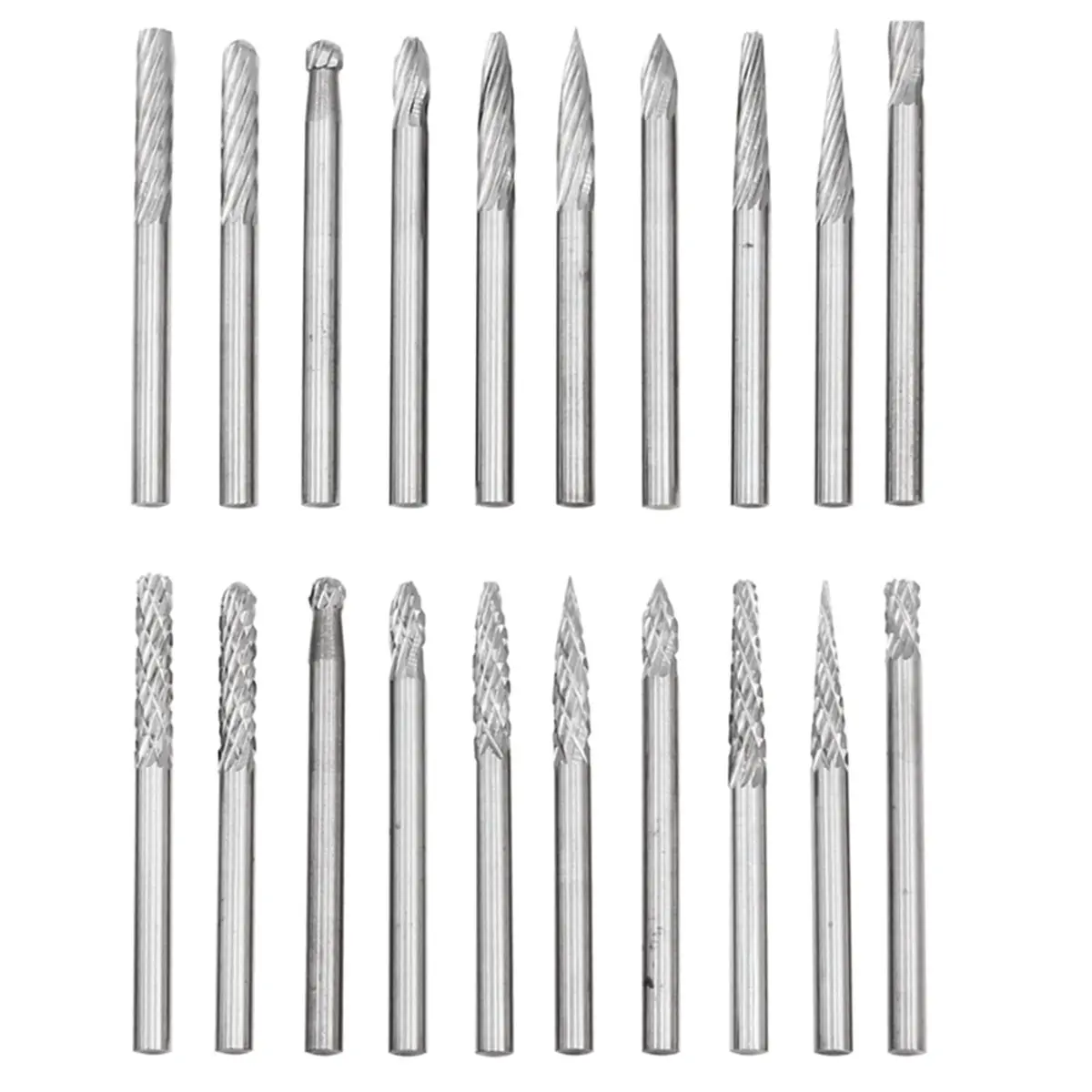 A77K 20pcs 3x3mm Carbide Alloy Burr Set Rotary File Die Grinder Bit 3mm Shank Milling Cutter for Metal Grinding Rotary Tool