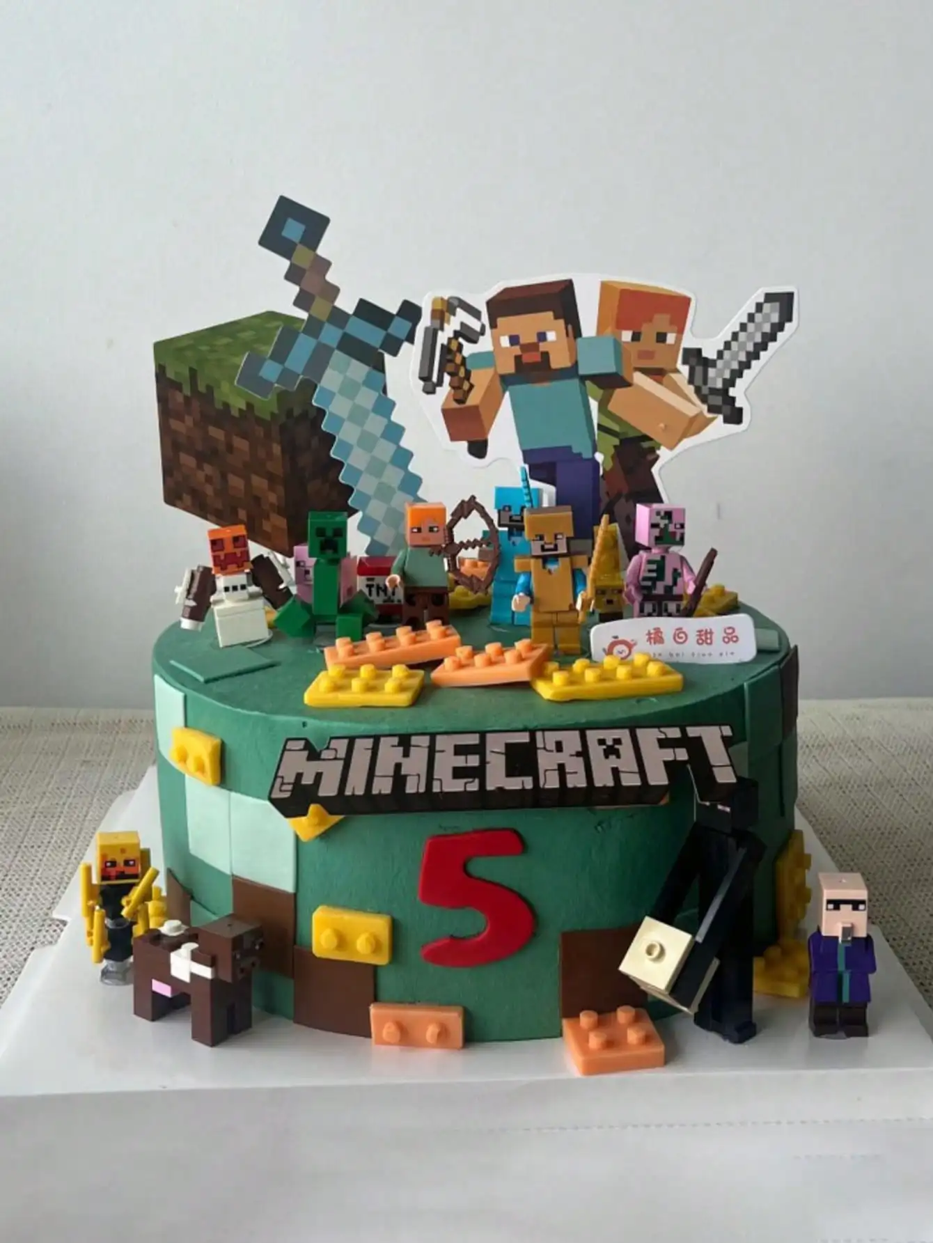 Décorations de gâteaux de fête d'anniversaire sur le thème de la bataille de Pixel de jeu de bac à sable My World, Steve, Alex, Creeper, Enderman, figurines de Zombie, Toppers de gâteau, Steve