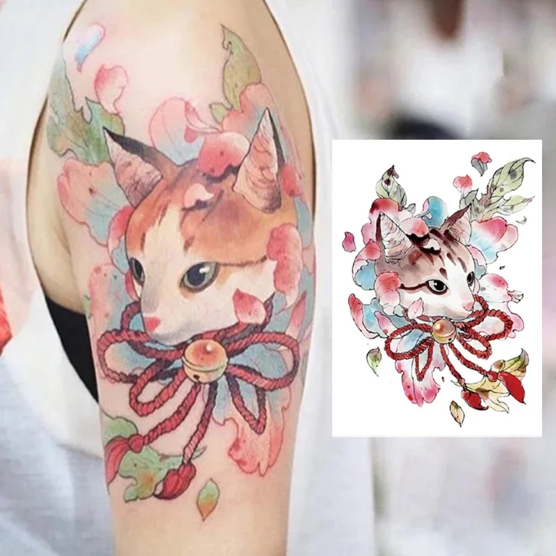 Colorful Cats Fake Tattoo Stickers for Men Women Arm Body Art Waterproof Temporary Tattos Animal Decals Tatoos Party