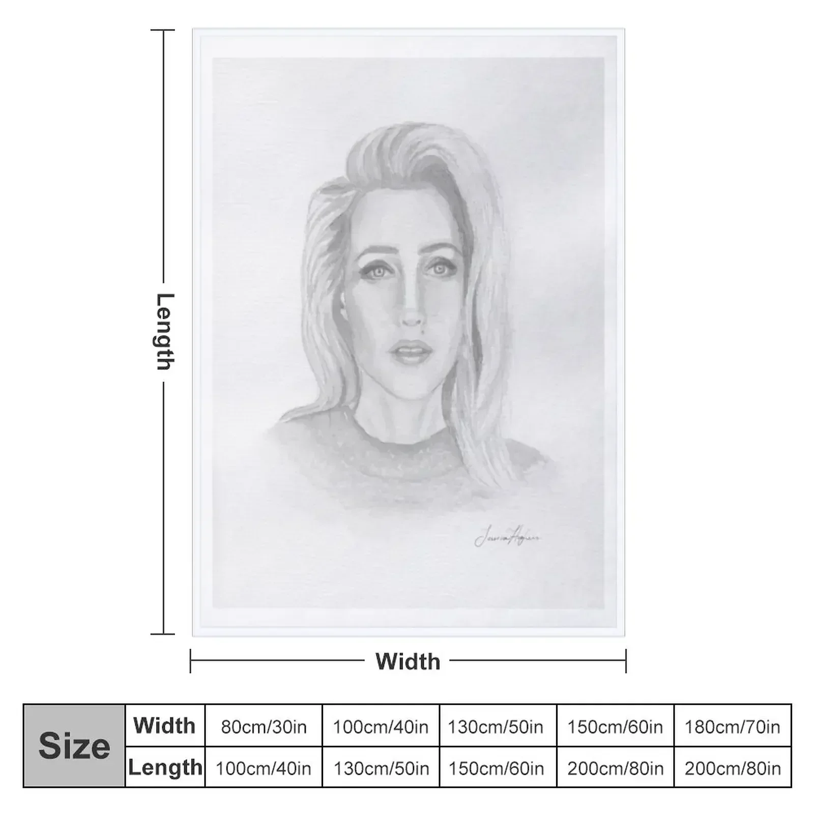 Gillian Anderson Watercolour Painting Pencil Portrait Throw Blanket Custom Bed linens Sofa Throw Blankets