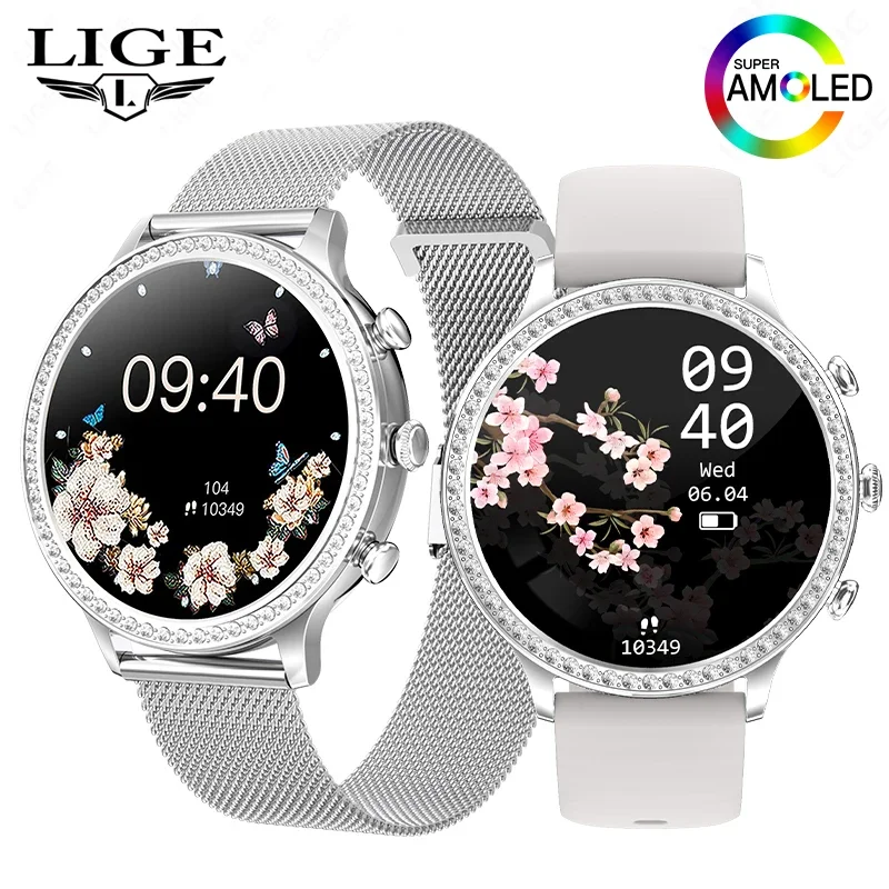 

LIGE New 1.32 inch AMOLED Screen Fashion Ladies Smart Watch Heart Rate Health Monitoring Bluetooth Call Smartwatch Watches Women