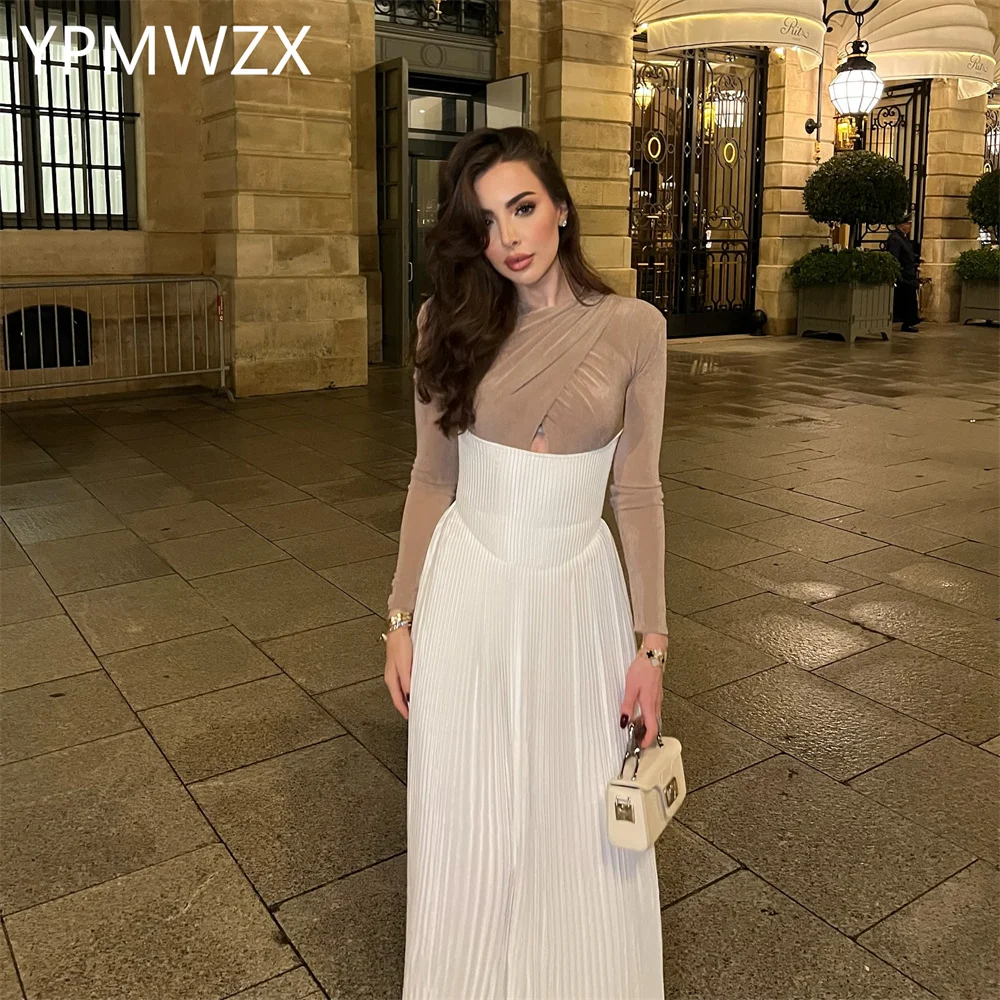 Customized Prom Gown Formal Women Evening Dress YPMWZX Jewel A-line Floor Length Skirts Draped Bespoke Occasion Dresses Party Oc