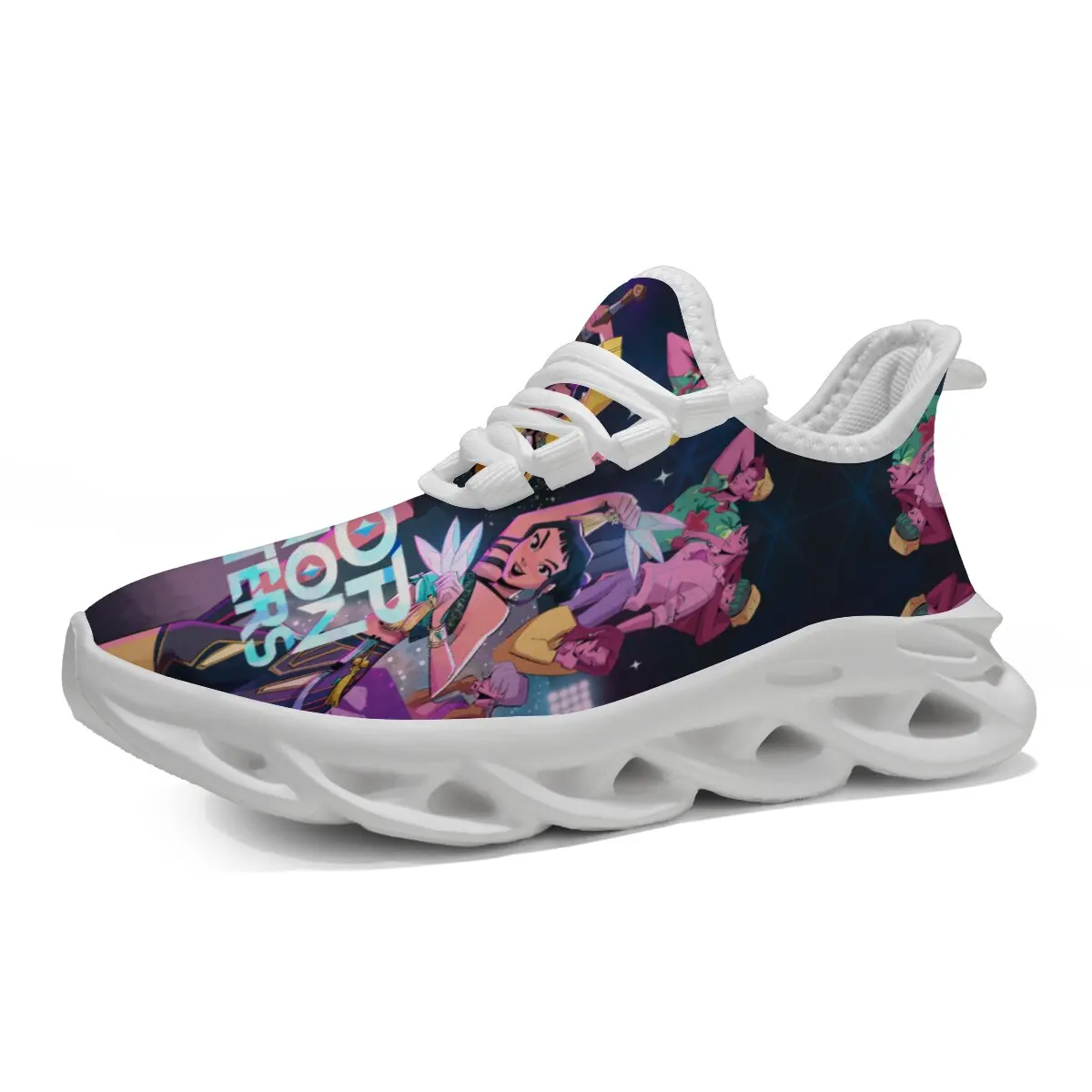 

Children's Casual Shoes Super Hero Girls Colorful Character Print Athletic Sneakers White Wave Sole White Soft Sole Flat Shoes