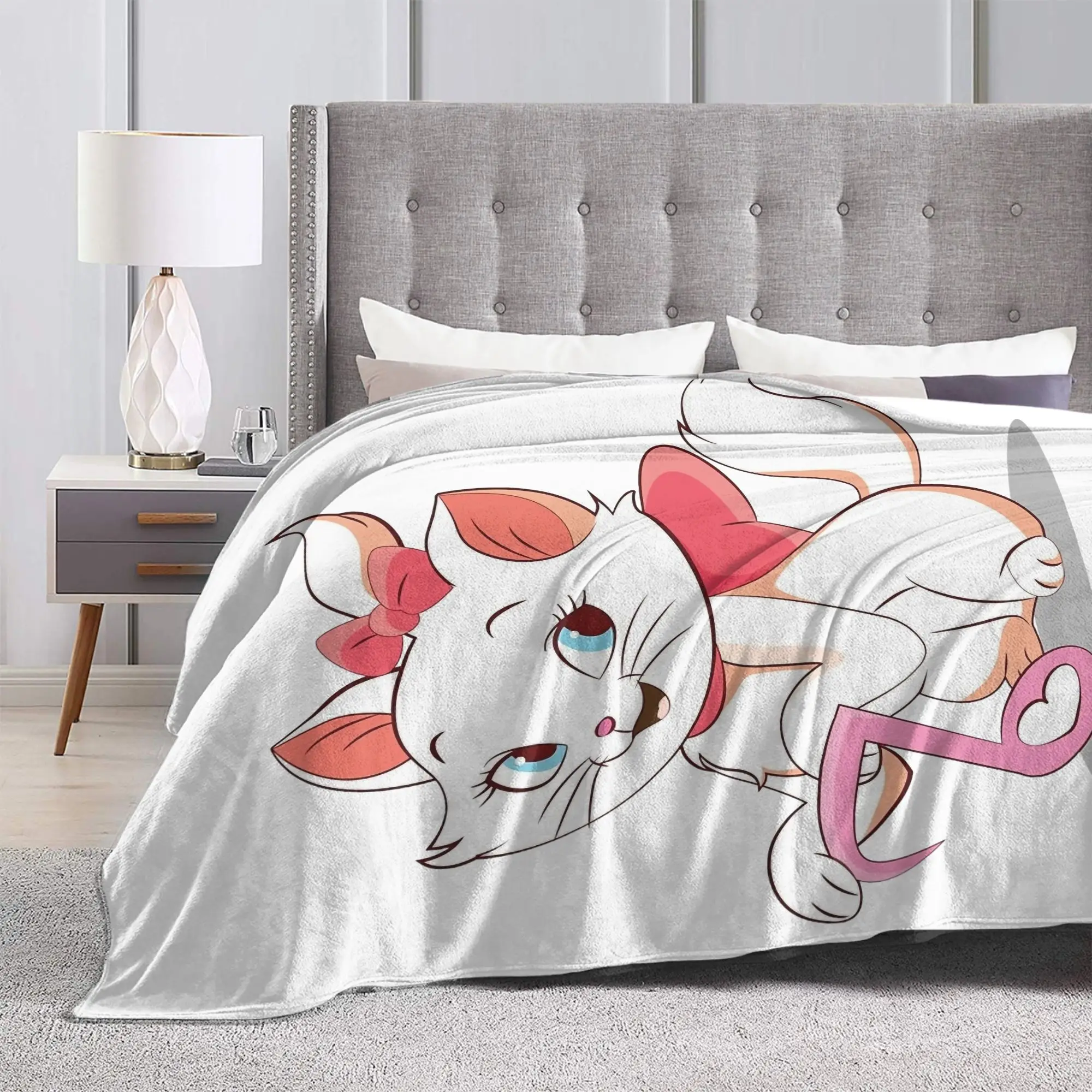 ماري كات بطانية الفانيلا الديكور ديزني متعددة الوظائف سوبر الدافئة رمي البطانيات للسرير سيارة المفارش