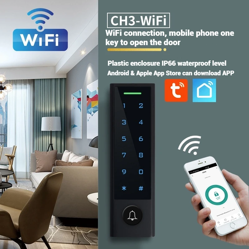 Waterproof ABS Low-Temperature Resistant Access Control System with Tuya WiFi Card Reader Password and Remote Control