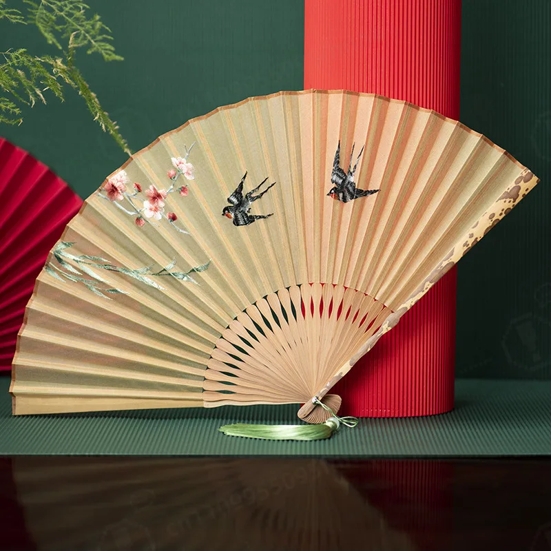 Suzhou Embroidery Ancient Style Folding Fan, Chinese Style Silk Hand Fan for Hanfu Cheongsam Traditional Classical Round Fan