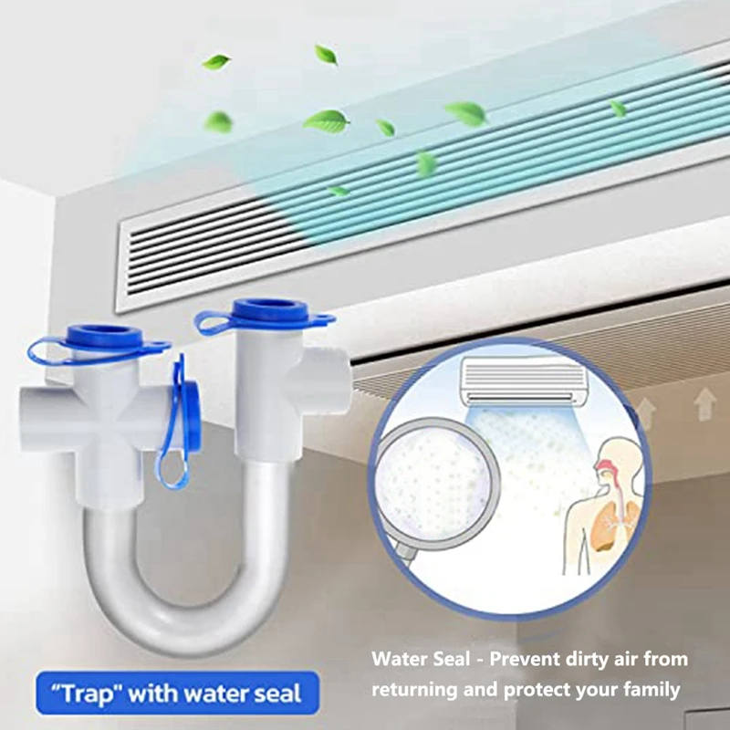 Trampa de condensado estándar ABKO-3/4 pulgadas con cepillo de limpieza de 16 pulgadas, trampa en U transparente de PVC para sistemas HVAC, aire acondicionado