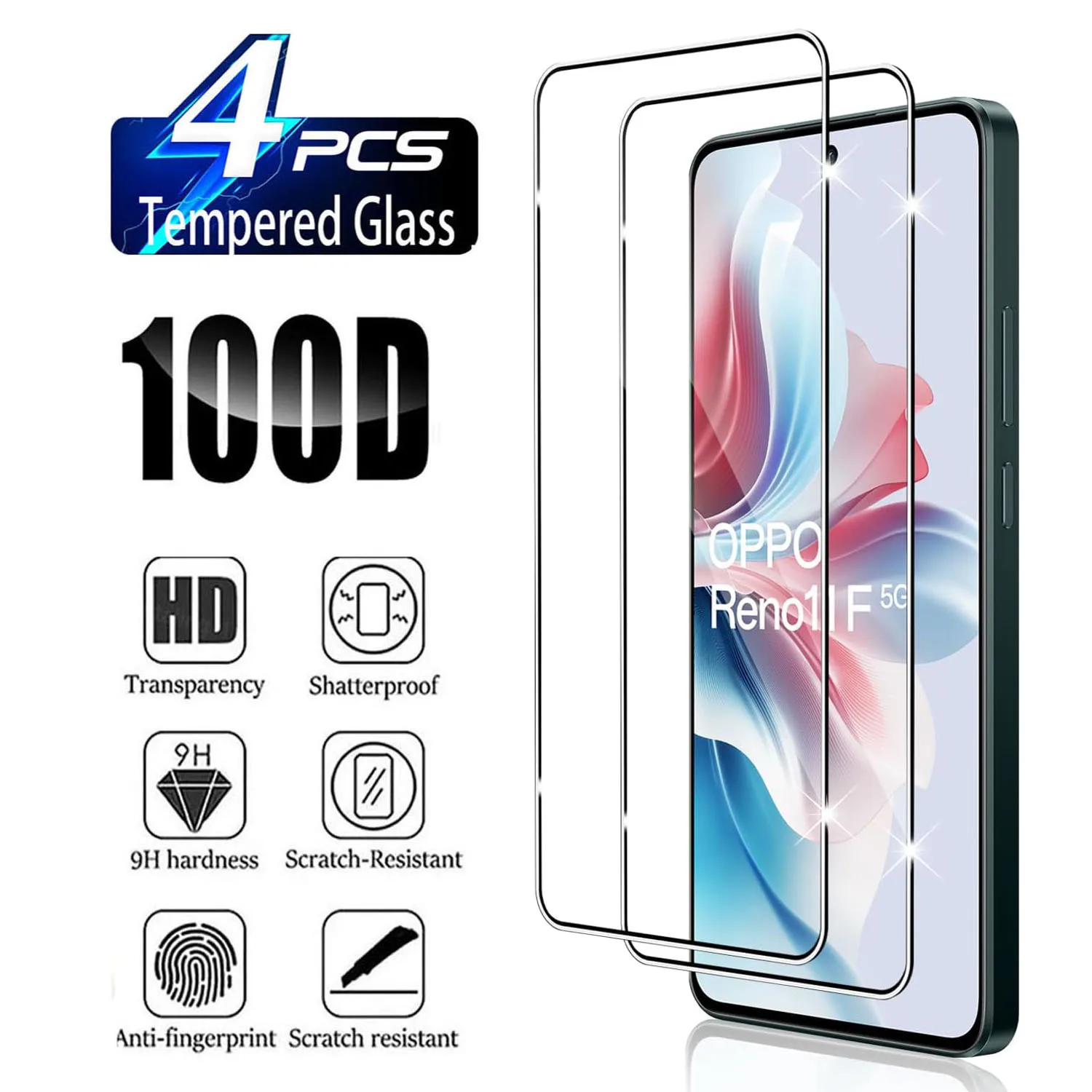 

9H Screen Protector Film For OPPO Reno11 F/Reno 11A 2/4Pcs HD Tempered Glass