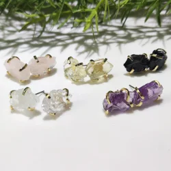 Raw Crystal Stud Earring, Gemstone Earrings, Rough Crystal Jewelry, Boho Jewelry, Raw Gemstones Gift for Her