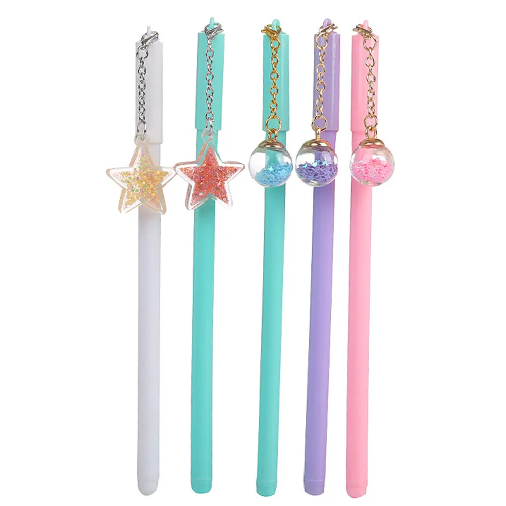 

5Pcs Cute Cartoon Pendant Pens High-Quality Plastic Ink Pens for Students Teachers Office Workers Smooth Grip Round Barrel