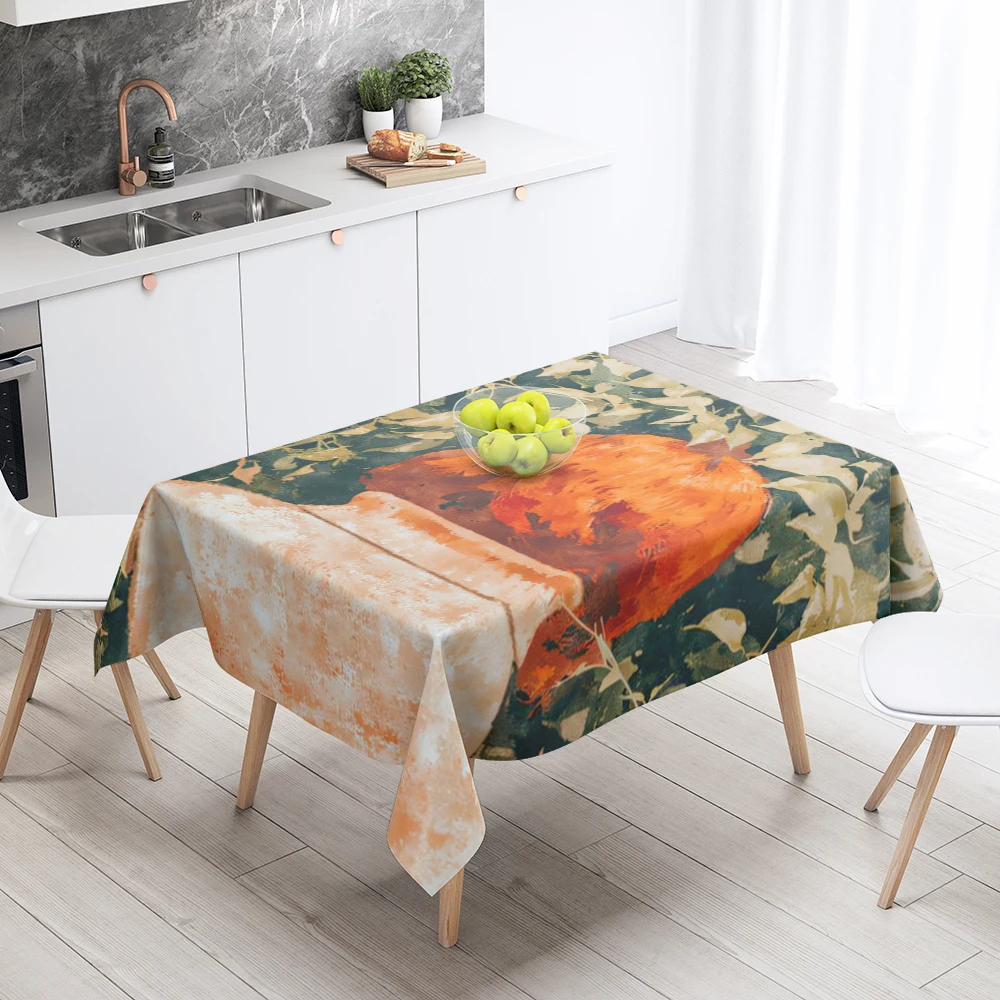 Home tablecloths for dining decoration and rectangular table accessories waterproof cloth Anti-stain restaurant abstract plant