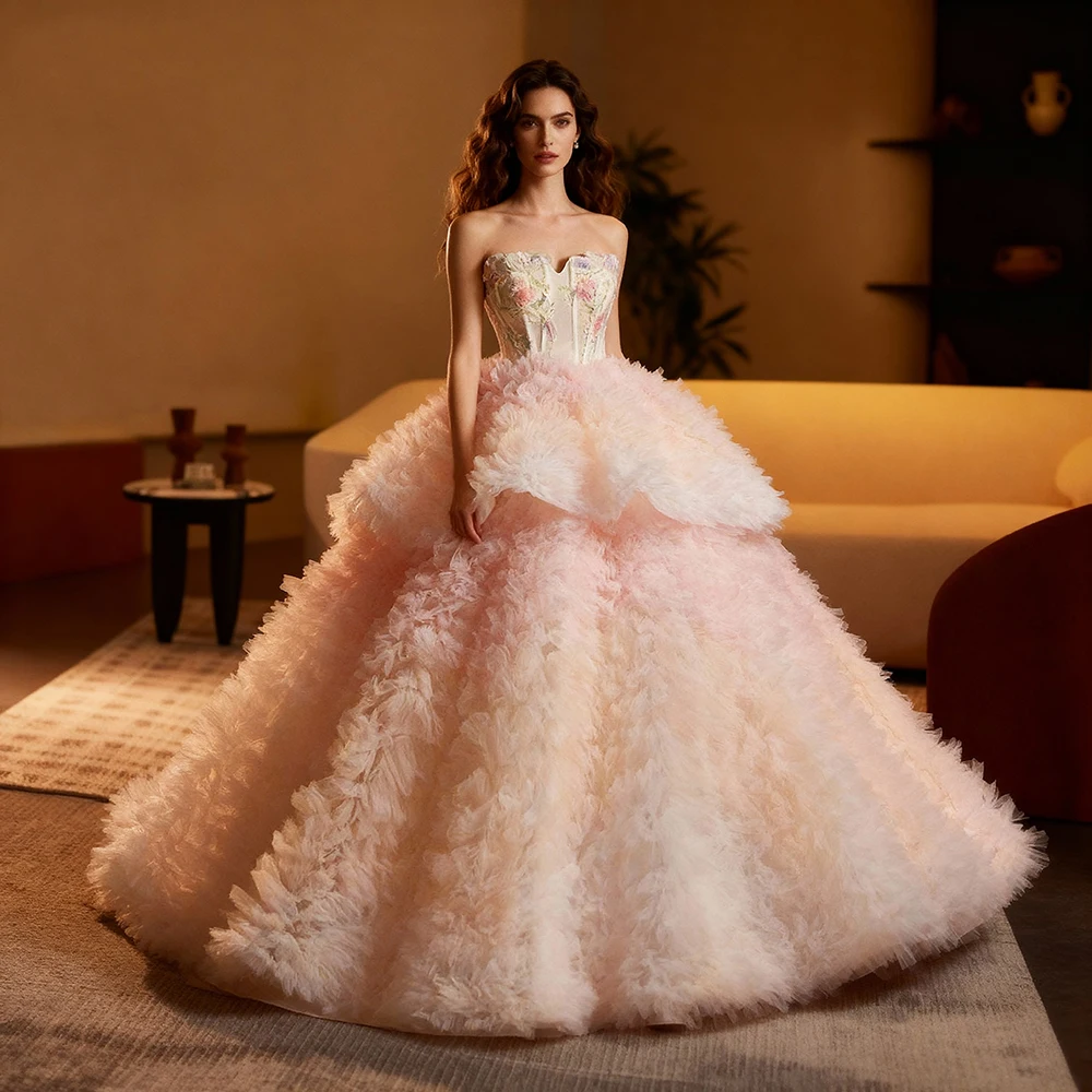 Luxury Elegant Evening Dresses Tiered Ball Gowns Tulle Bespoke Occasion Dresses for Special Occasions Robes De Cocktail