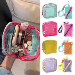 Square Mesh Cosmetic Bag Transparent Large Capacity Storage Pouch Zipper Makeup Handbags Portable Wash Bag Stationery Case