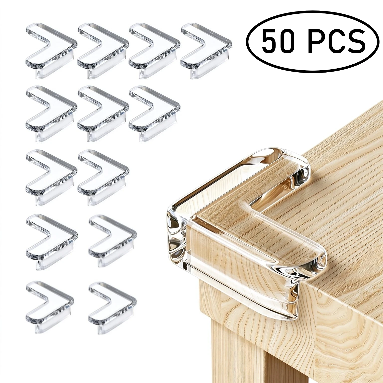 50 Pieces of Table Corner Protectors L-shaped Furniture Transparent Safety Buffers Covering Sharp Table Edges