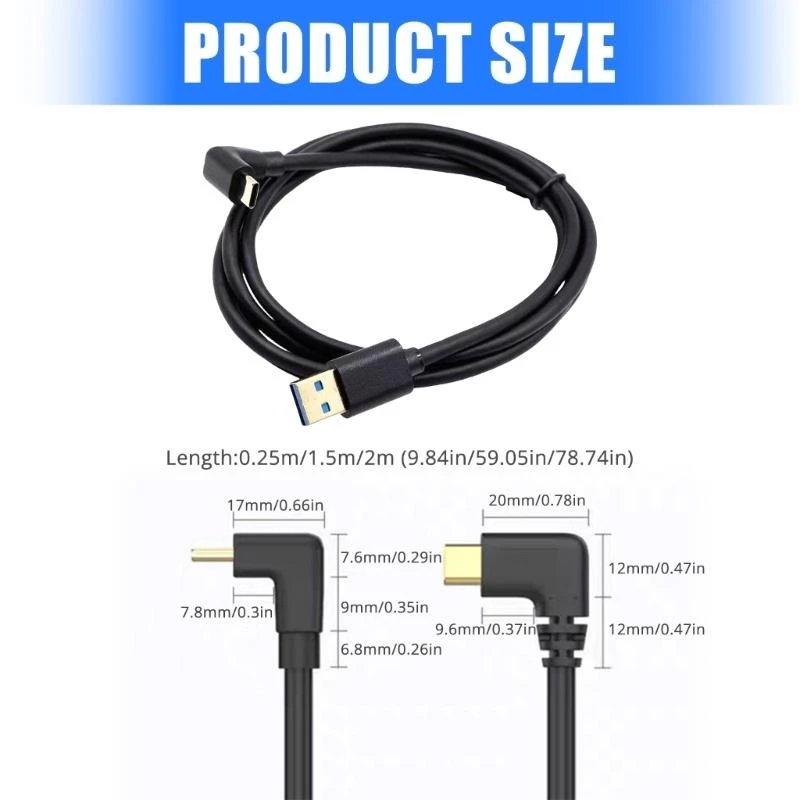 90 درجة USB C Cable USB إلى USB C الشحن السريع سلك 5 جيجابايت مزامنة للأجهزة المتعددة أجهزة الكمبيوتر المحمولة ملحقات الهاتف