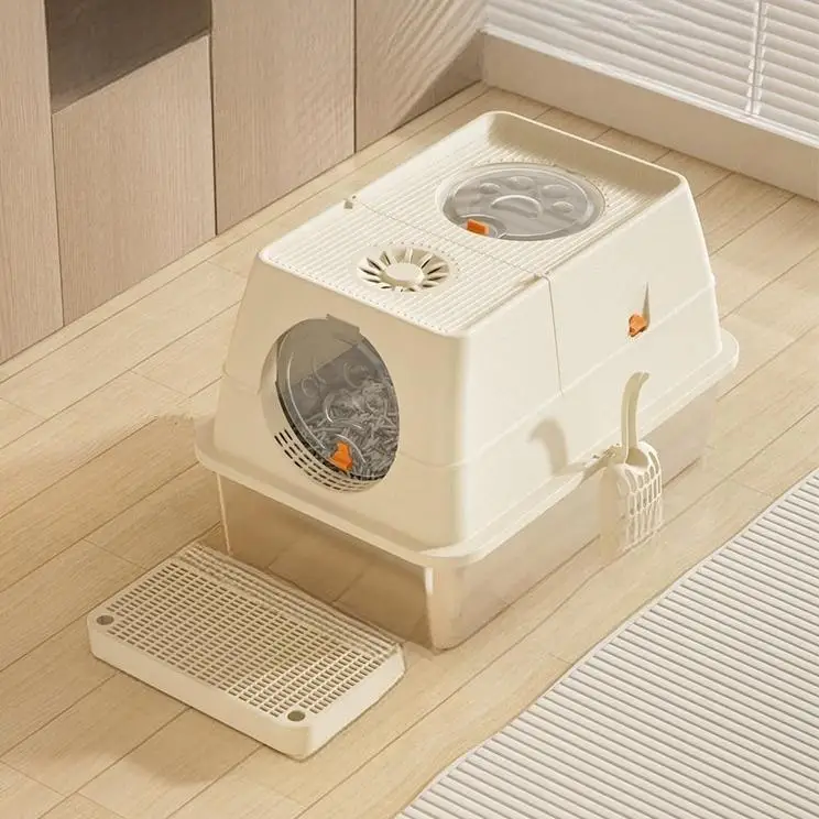 Smart Enclosed Stainless Steel Cat Litter Box Easy Clean Odor Control Large Capacity Eco-Friendly Dust-Free High Quality