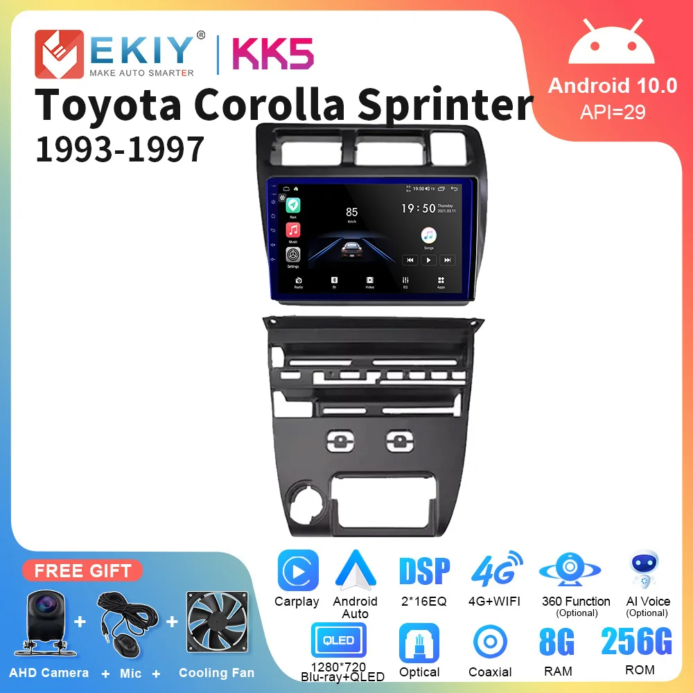 EKIY KK5 For Toyota Corolla Sprinter 1993-1997 LHD Car Stereo Radio Player Multimedia Head Unit GPS Navigation Carplay No 2din