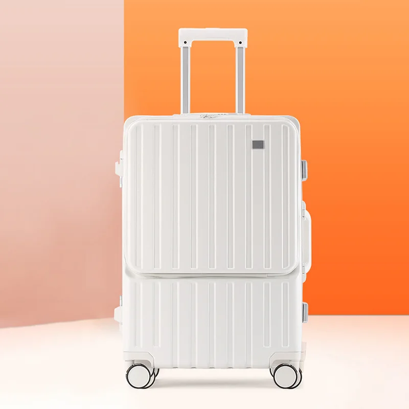Front Opening Laptop Boarding Case Multifunctional Utility Luggage ABS+PC Aluminum Frame Trolley Case Travel Suitcase