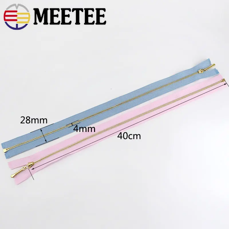 2/5pcs Meetee 3# Open-End Metal Zippers 40-70cm Long Golden Teeth Zip for Clothes Bags Purse Coat Decorative Sewing Accessories