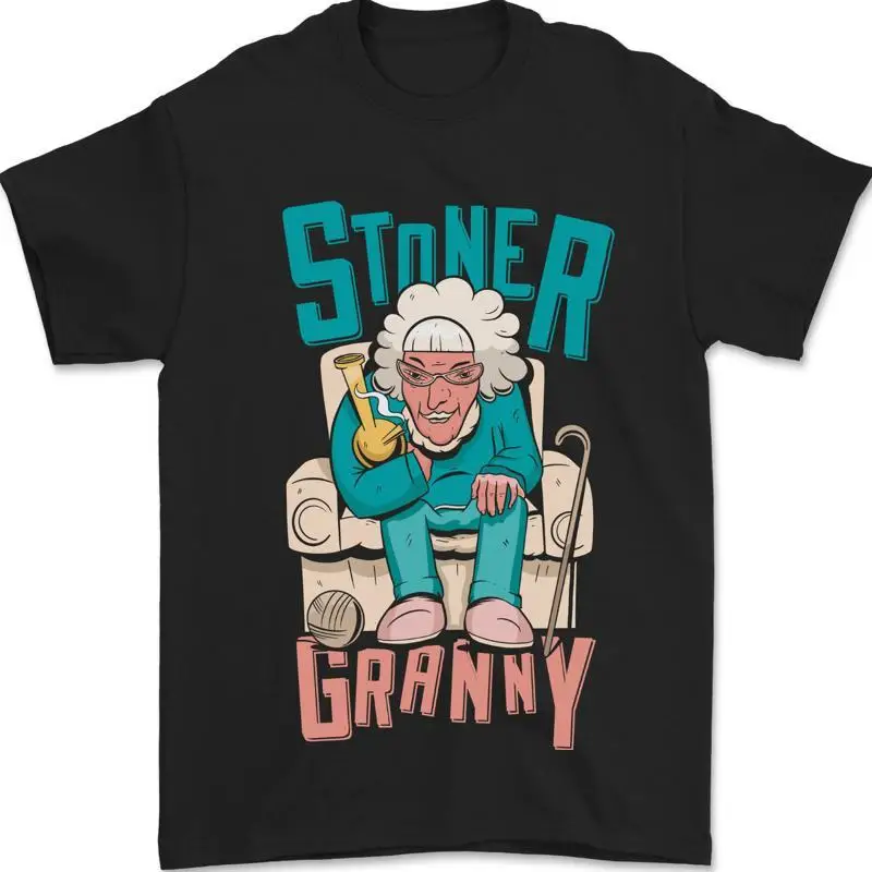 Kiffer Oma Lustig Gras Oma Bong Herren 100% Baumwolle T shirt