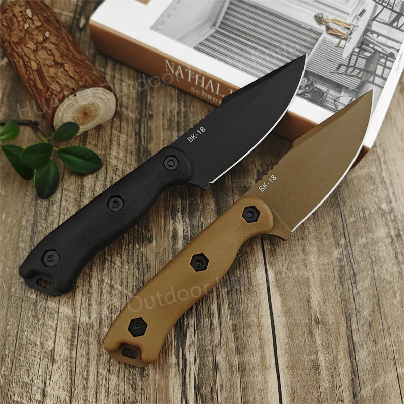 BK18 Hunting Fixed Blade Knife D2 Blade Nylon Glass Fibre Handle with Kydex Sheath Outdoor Camping Tactical Pockt Tool Gift