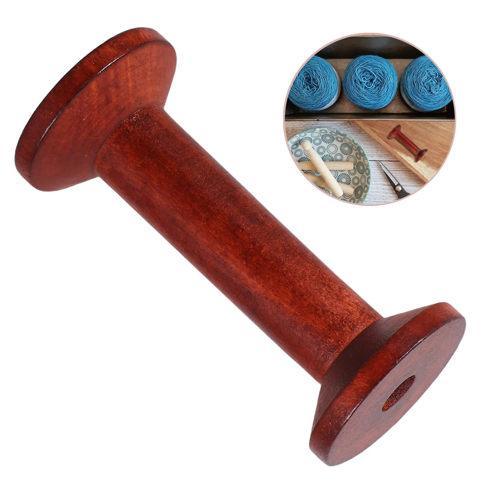 6Pcs Household Wooden Thread Spools Vintage Sewing Organizer Thread Holder Yarn Bobbins Storage Rack Wooden Bobbins Spools