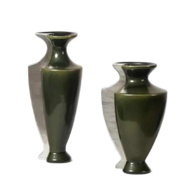 

New Chinese-style living room ornament ceramic vase dining table atmosphere decoration arrangement soft pottery pot flower
