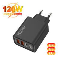 120W USB Charger EU/US/UK Plug PD Fast Charging Mobile Phone Charge Adapter For iPhone Samsung Xiaomi Quick Charge 3.0 Charger