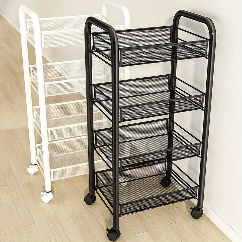 1pc Practical Shelves, Kitchen Storage Shelves, Floor-to-ceiling Multi-layer Trolley Storage Shelves, Movable Household Items