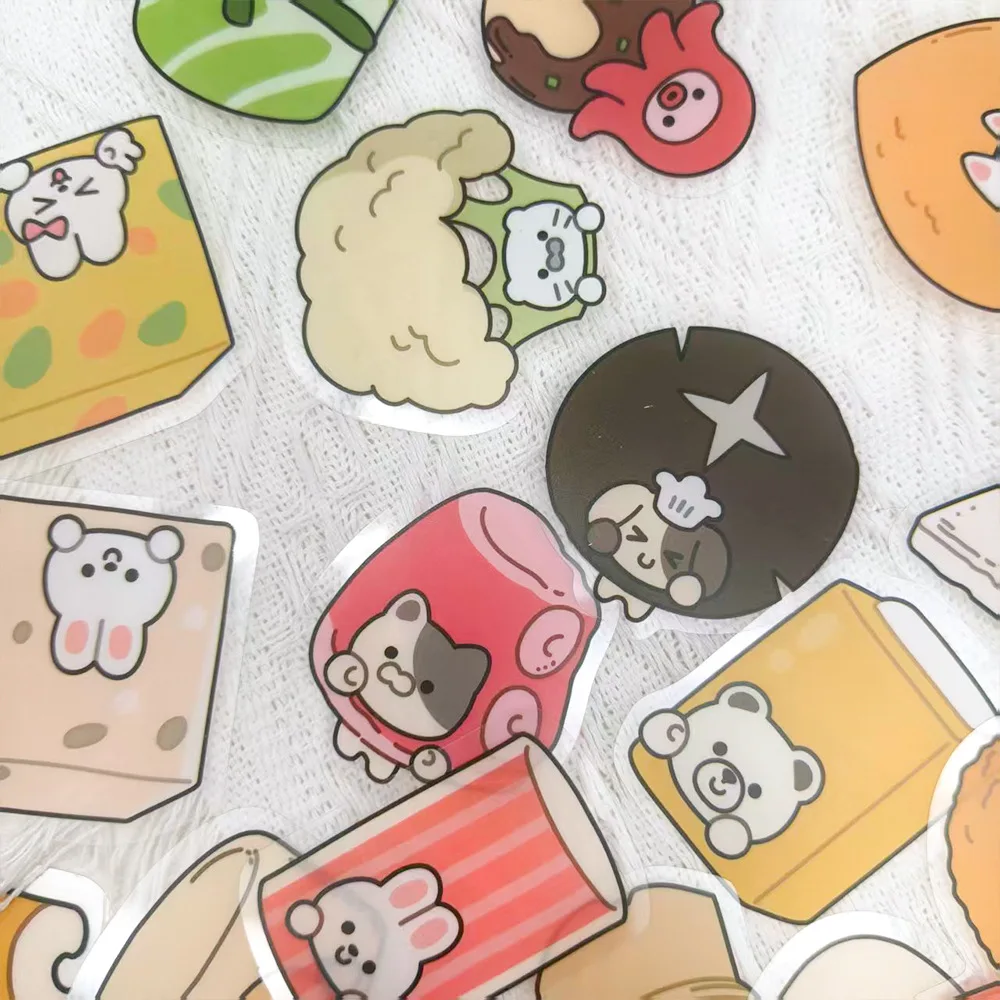 50Pcs Cartoon Japanese Little Animal Food Stickers Pack Waterproof Transparent Sticker Decorate Lunch Box Fridge Decals