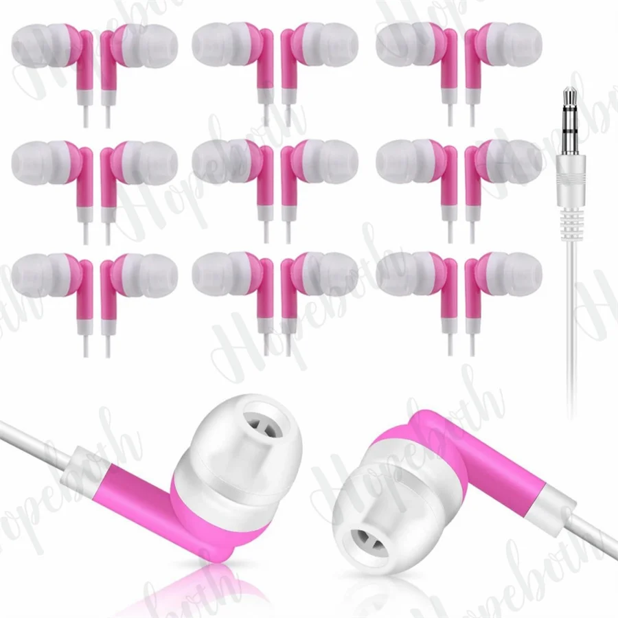

100 шт. розовые универсальные 3,5 мм стереонаушники-вкладыши спортивные музыкальные наушники проводная гарнитура наушники для смартфонов подарок