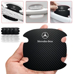 Car Styling Carbon fiber Car Door Handle Protection Sticker Emblem Accessories For Mercedes Benz A B C R G Class AMG W211 W204