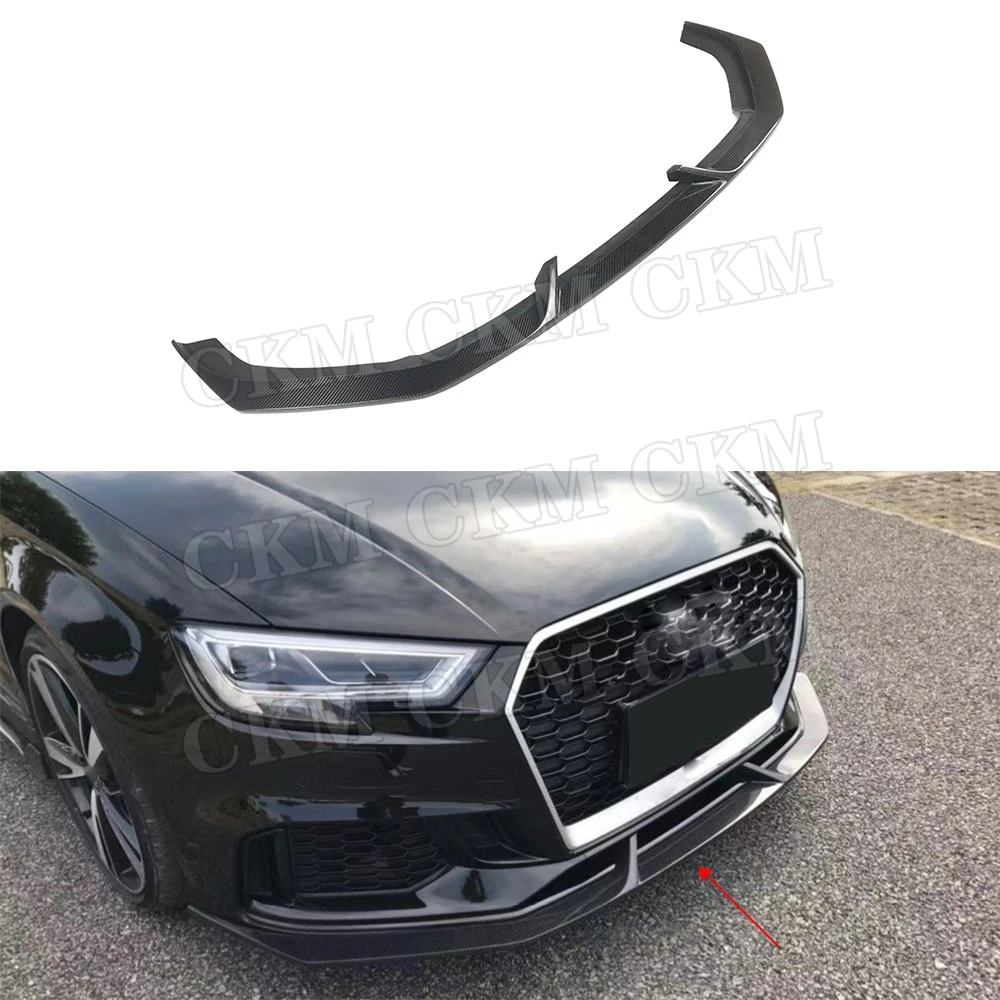

CKMUUER Carbon Fiber Front Lip Spoiler Bumper Chin Guard for Audi RS3 Base Sedan 4 Door 2017 2018 Car Styling Body Kits