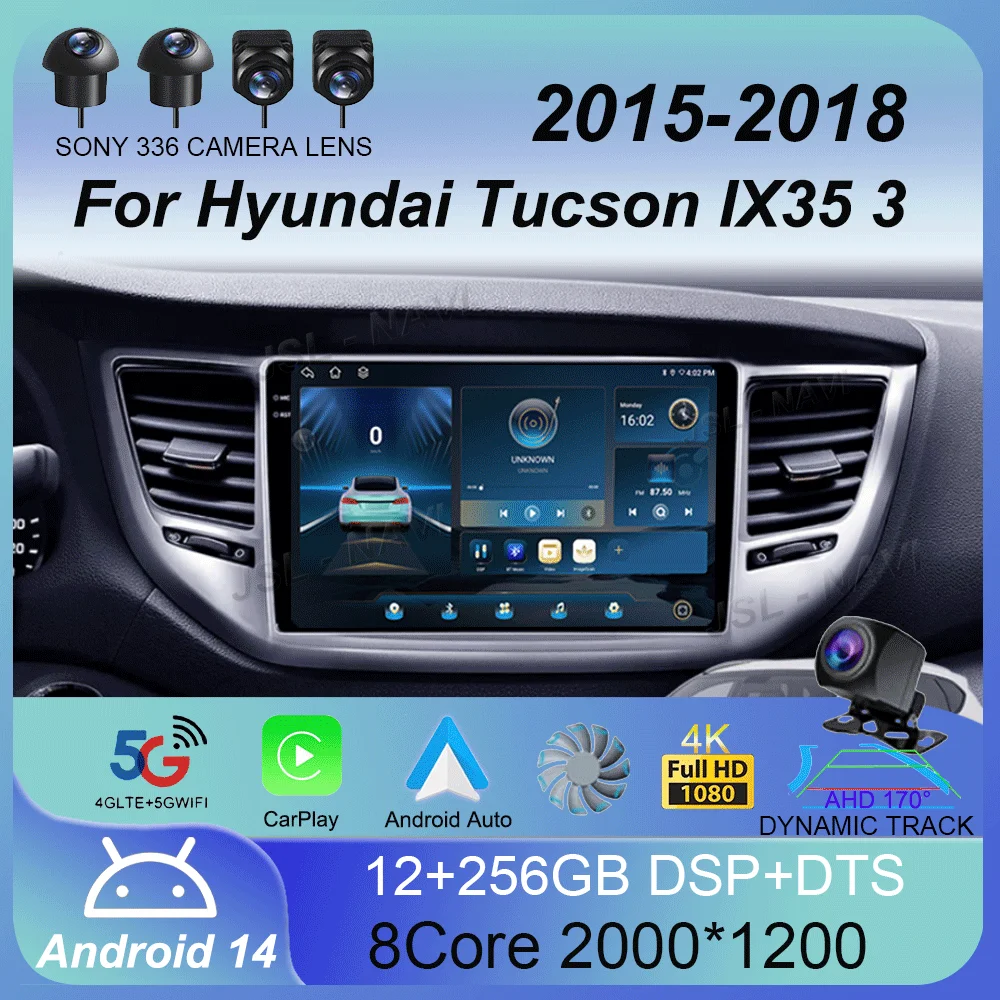 

Android 14 Carplay для Hyundai Tucson IX35 3 2015 2016 2017 2018 Автомобильный радиоприемник 2Din Мультимедийный видеоплеер Навигация GPS Головное устройство