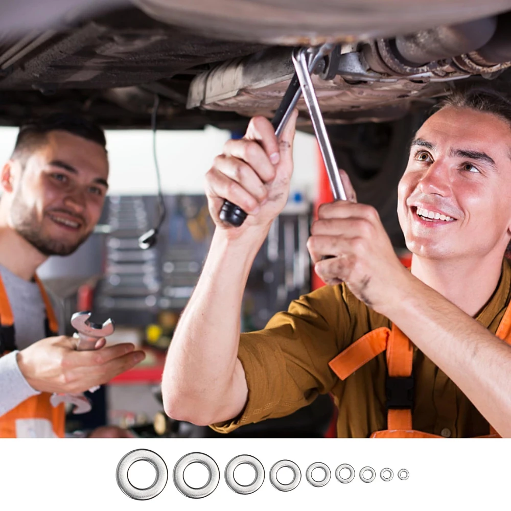 

900pcs Hardware Fastener Gaskets 304 Stainless Steel Flat Gaskets M2 M2.5 M3 M4 M5 M6 M8 M10 M12 Metal Round Gaskets