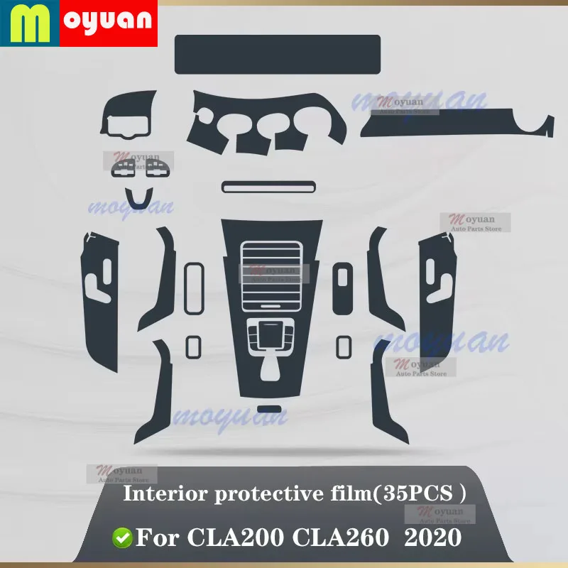 

For Mercedes Benz CLA a200 a260 2020-2021 Gearbox Navigation Screen Automotive Interior TPU Protective Film Anti-Scratch Sticker