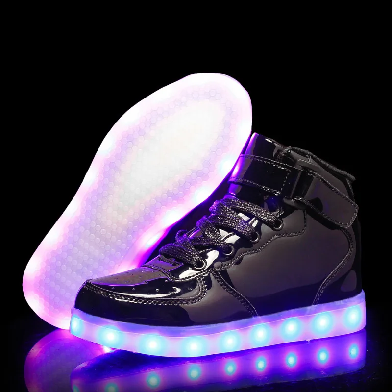 Zapatos con luz LED para niños, calzado con Velcro, carga USB, para niños pequeños y grandes