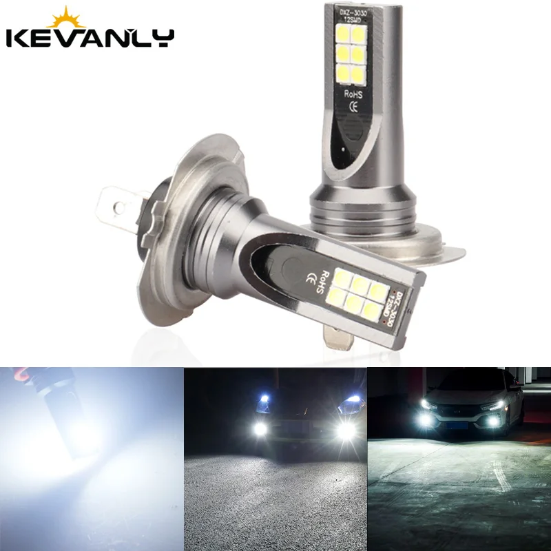 2Pcs H4 H7 Led Fog Lights 3030SMD Super Bright 6000K White LED Bulb Kit DRL Driving Running Light 12V Auto Headlight