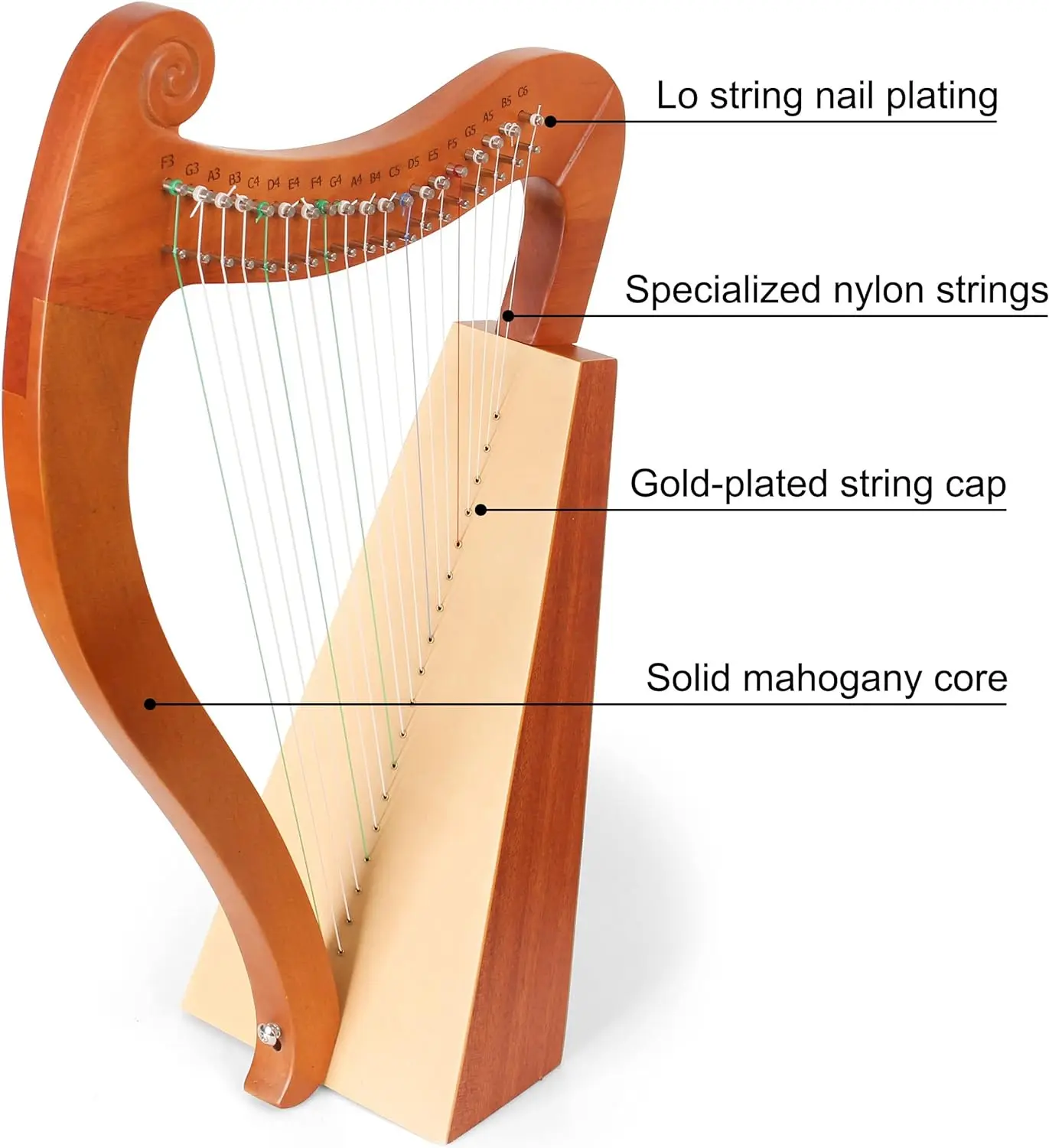15 19 corde mini arpa lira pianoforte strumento musicale portatile in legno massello strumento a corde di alta qualità con chiave per accordatura